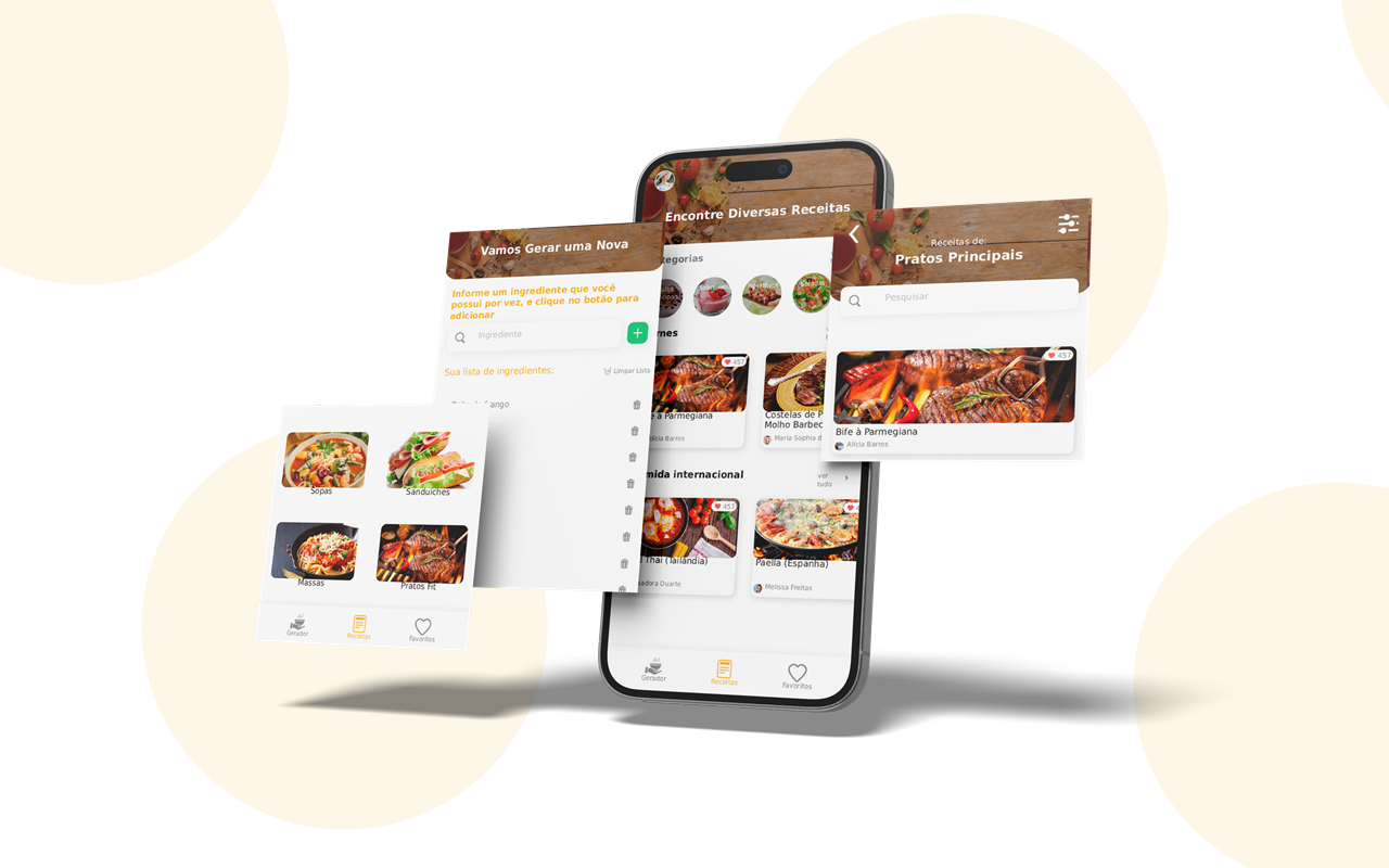 App myCooking: gerador de receitas com IA a partir de ingredientes, com rede social para postar, curtir e seguir